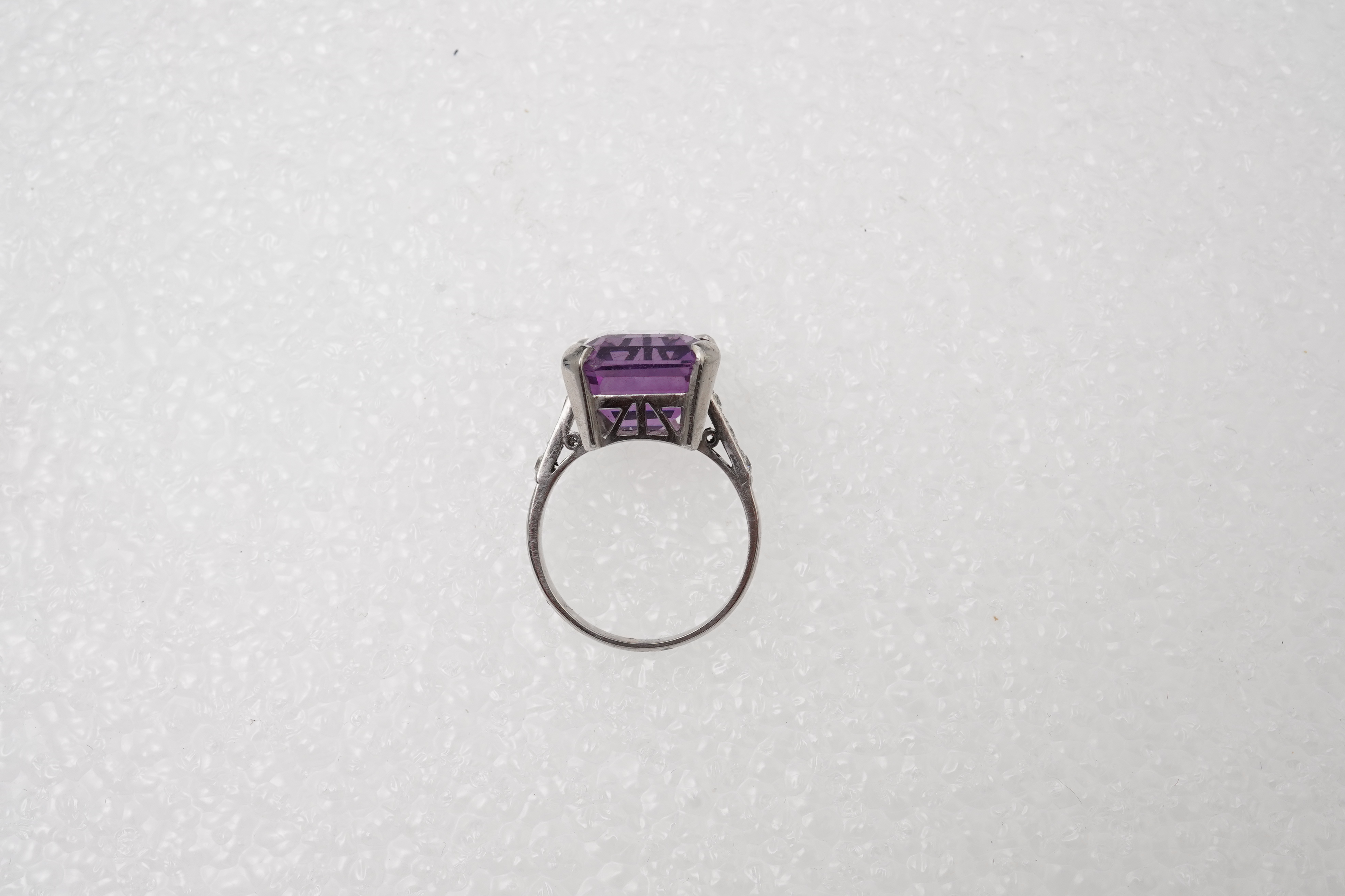 An amethyst and diamond ring